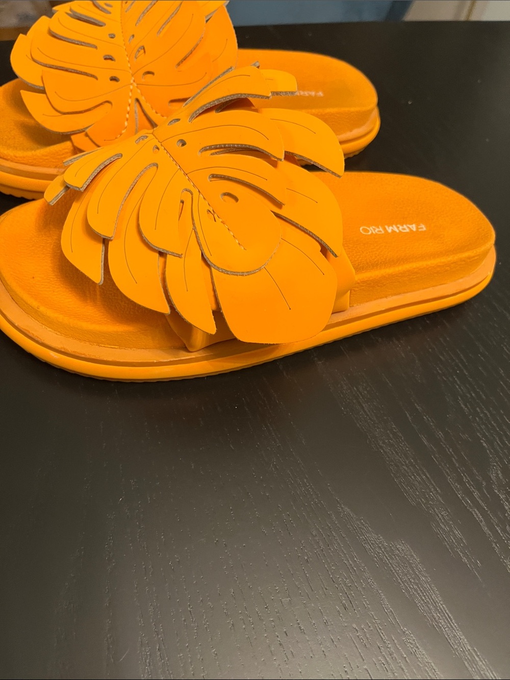 FARM Rio Monstera Orange Leaf Slide Sandals - Picture 4 of 7